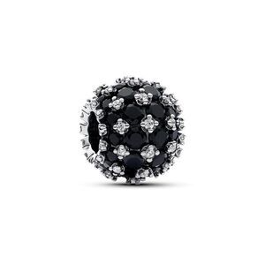 Pandora Moments Silver Sparkling Pav Round Black Charm